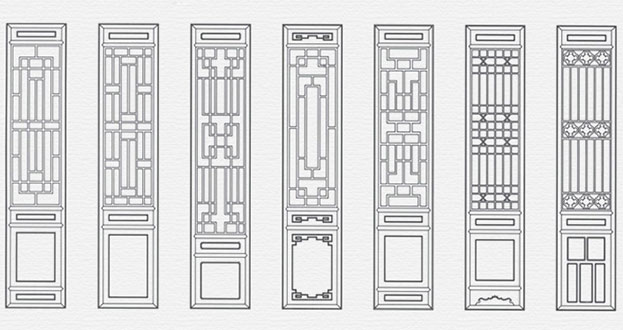 香洲常用中式仿古花窗图案隔断设计图